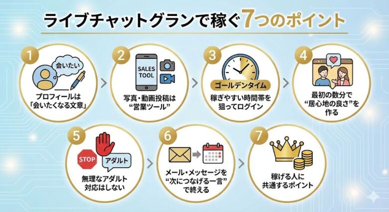 ライブチャットグランで稼ぐポイント