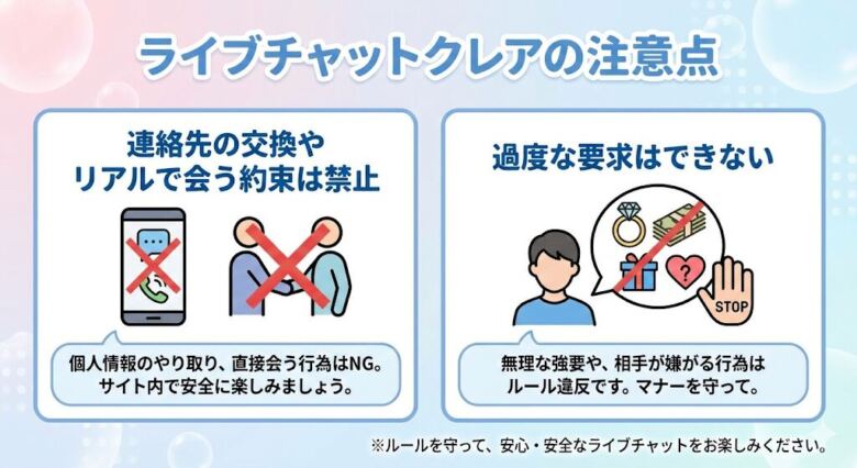 ライブチャットクレアの注意点