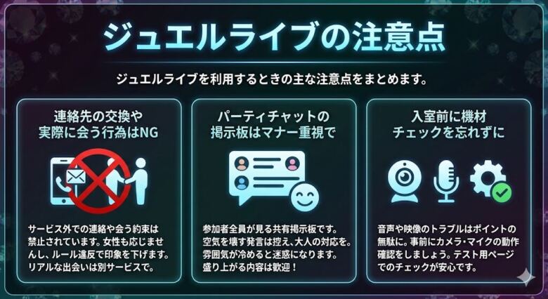 ジュエルライブの注意点