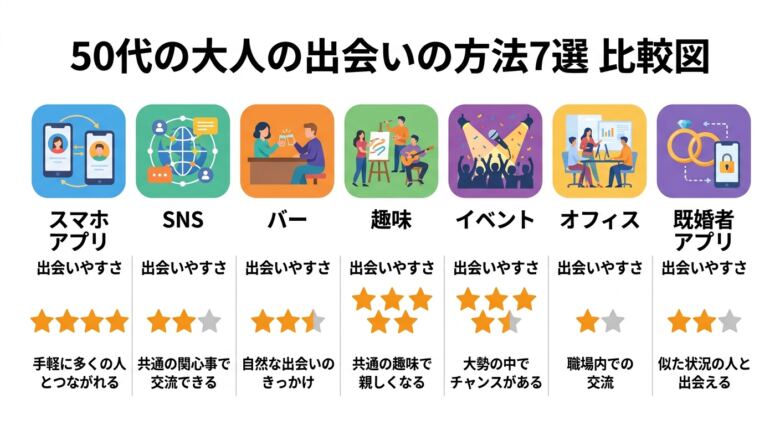 50代のセフレの作り方7選【出会いの方法を徹底比較】