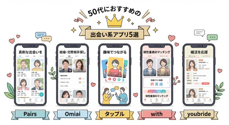 50代のセフレ作りにおすすめの出会い系アプリ5選