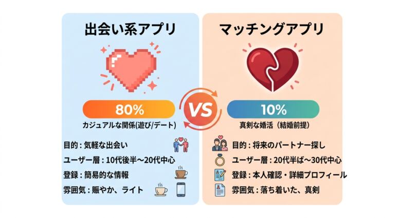 ヤリモクアプリとは?出会い系とマッチングアプリの違いを解説