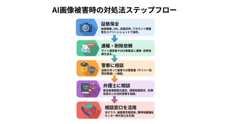 ヌードAIの被害に遭った場合の対処法5ステップ