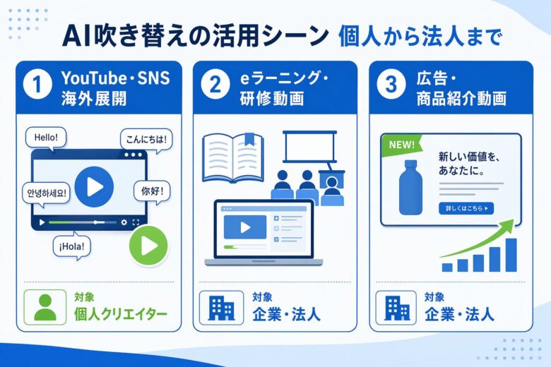 AI吹き替えの活用シーン|個人から法人までの事例