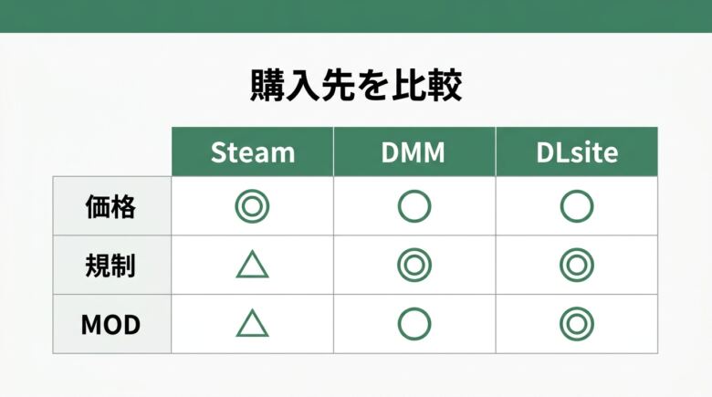 3Dエロゲの購入先比較|Steam・DMM・DLsiteの違い