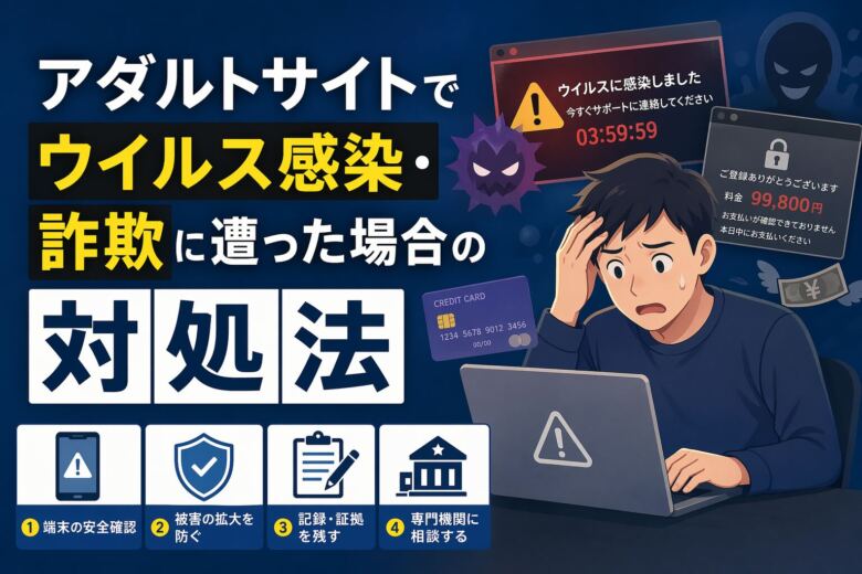 アダルトサイトでウイルス感染・詐欺に遭った場合の対処法