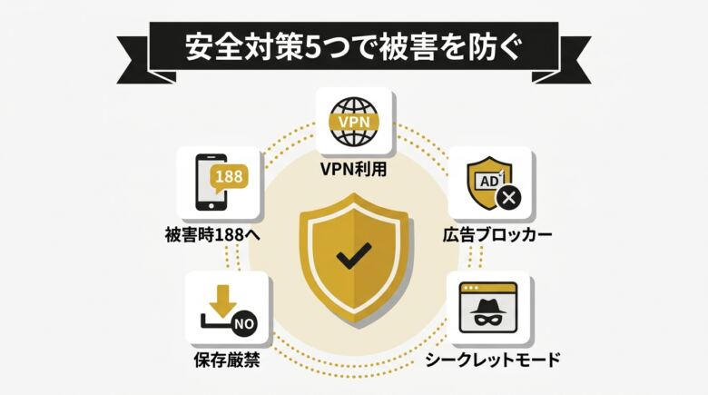安全対策5つで被害を防ぐ 図解