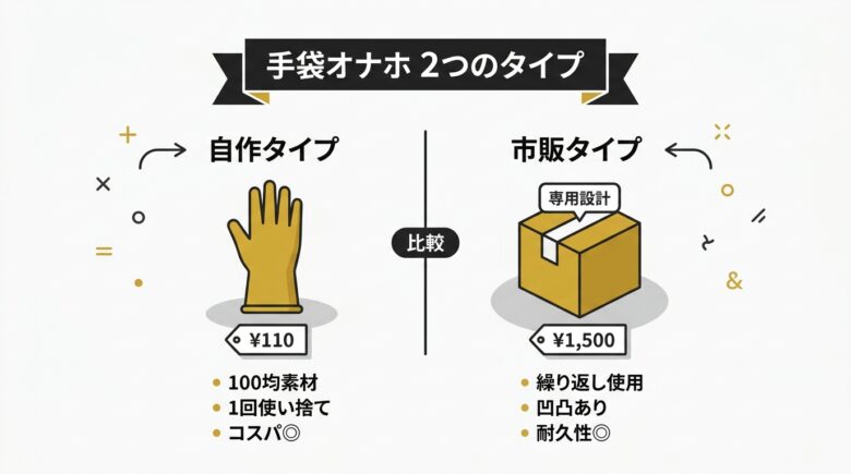 手袋オナホとは?自作と市販品の2タイプを解説