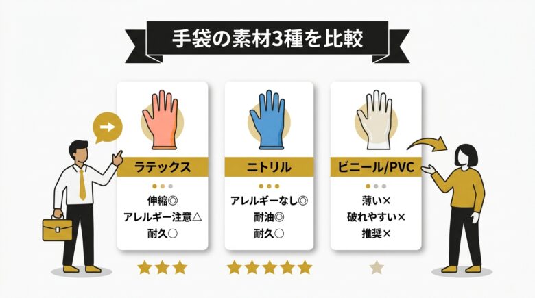 手袋オナホの素材選びとラテックス・ニトリルの違い
