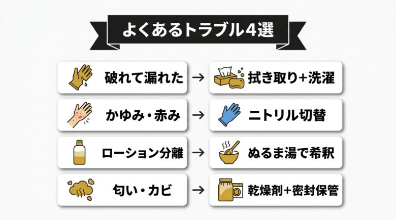手袋オナホによくあるトラブルと対処法