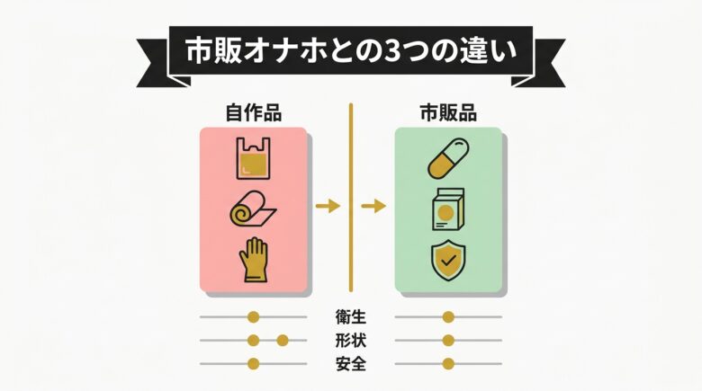 オナホ代用品とは?市販オナホとの3つの違い