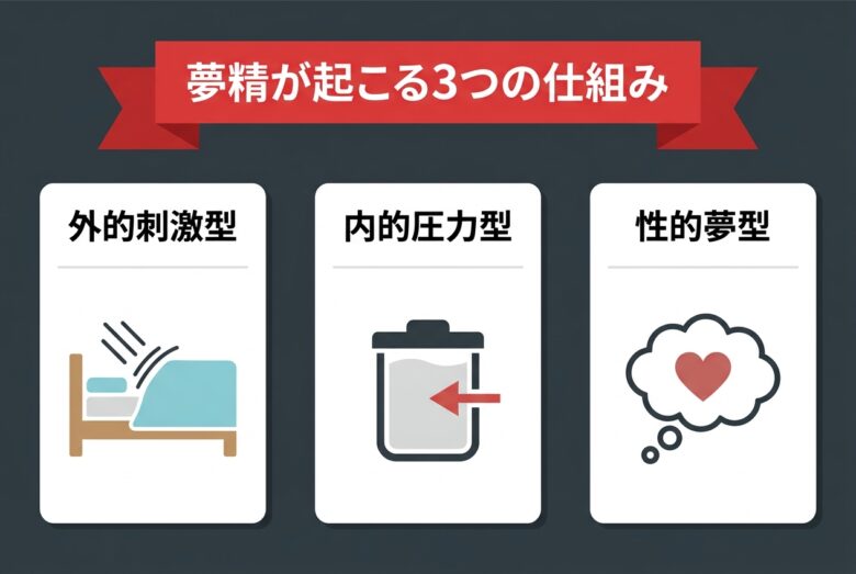 夢精の3つのメカニズム図解