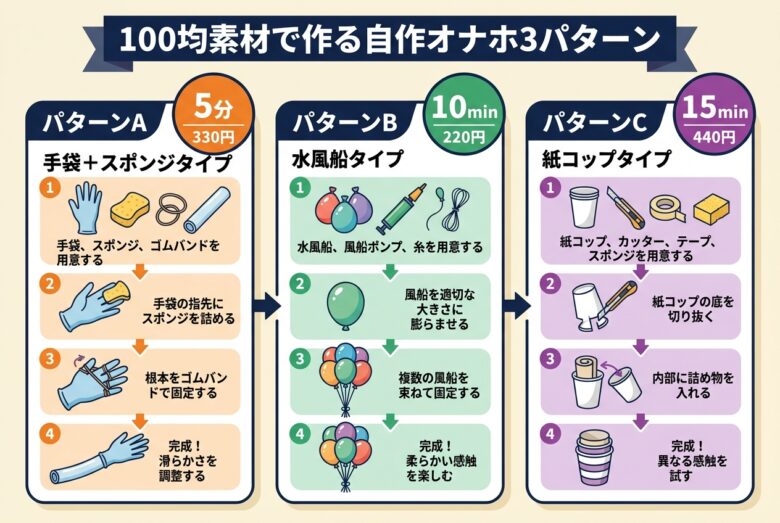 100均素材で作る自作オナホ3パターン(実費換算)