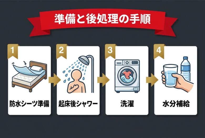 夢精準備と後処理のステップフロー