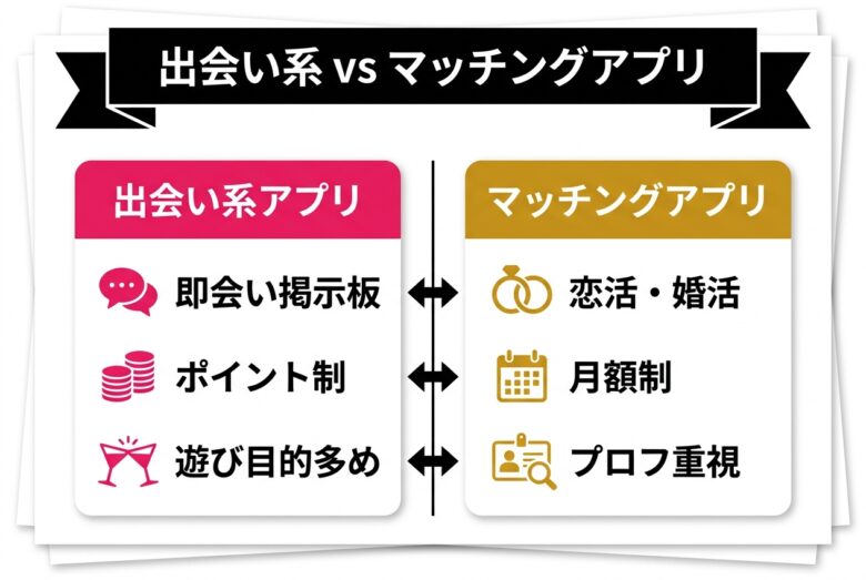 出会い系アプリとマッチングアプリの違い比較図