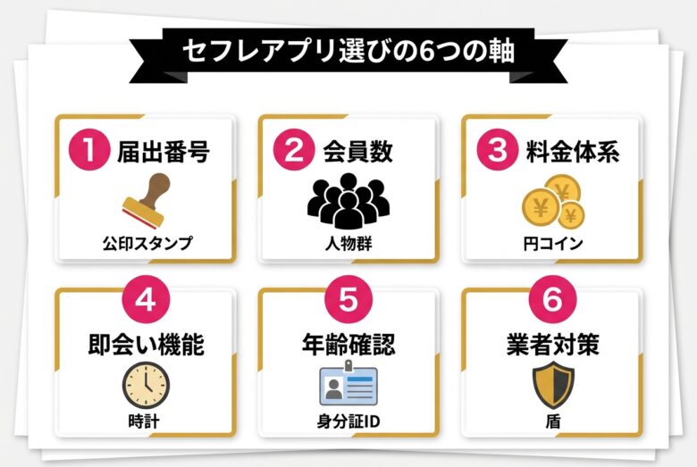 セフレアプリの選び方6つの軸チェックリスト