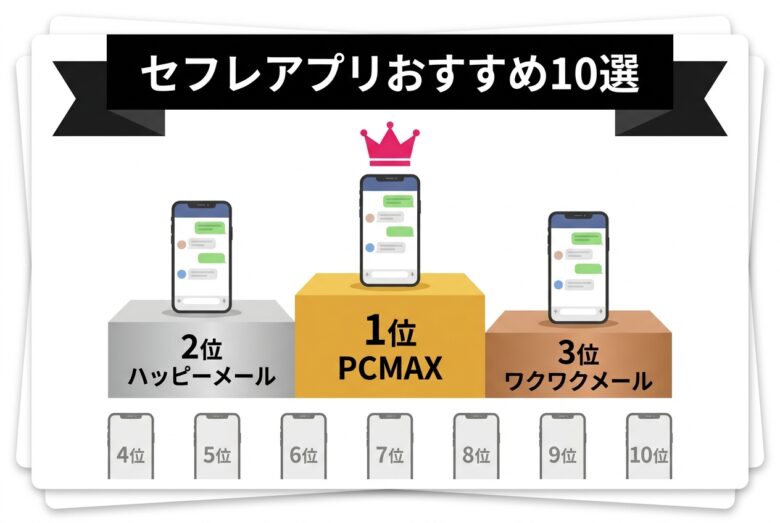 セフレアプリおすすめ10選ランキング表彰台