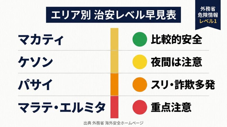 マニラ風俗の治安レベル エリア別危険度ヒートマップ