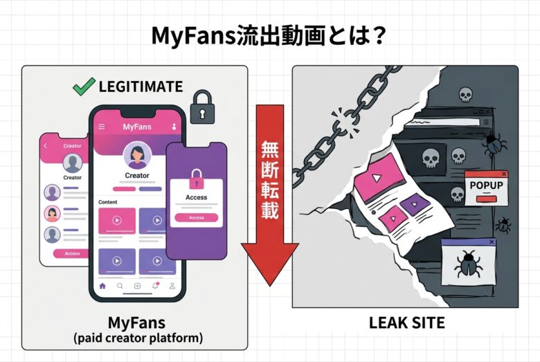MyFans正規視聴と流出動画の違い対比図