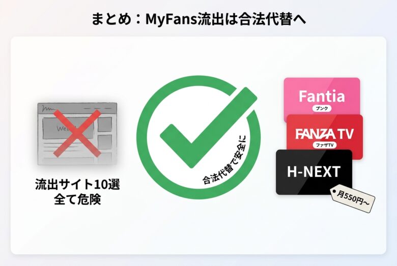 MyFans流出は合法代替へ移行が最も安全なまとめ図