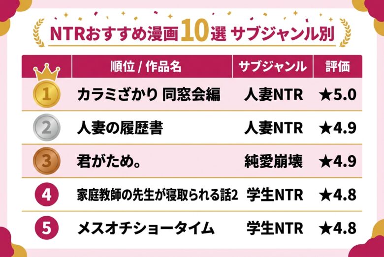 NTRおすすめ漫画10選 サブジャンル別ランキング
