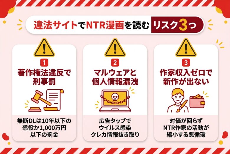 違法サイトでNTR漫画を読むリスク3つ