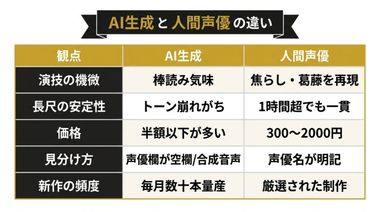 AI生成オナサポ音声と人間声優作品の違い