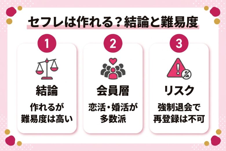 ペアーズでセフレは作れるかの結論と難易度の図解