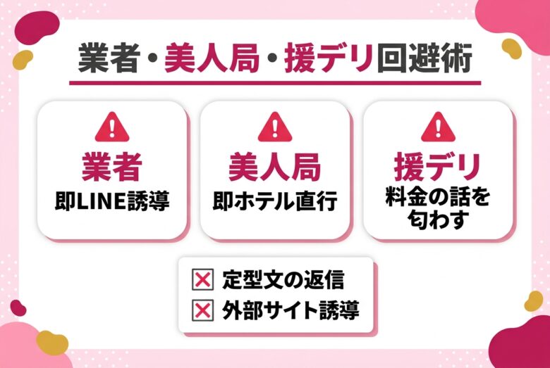業者・美人局・援デリの回避術の図解