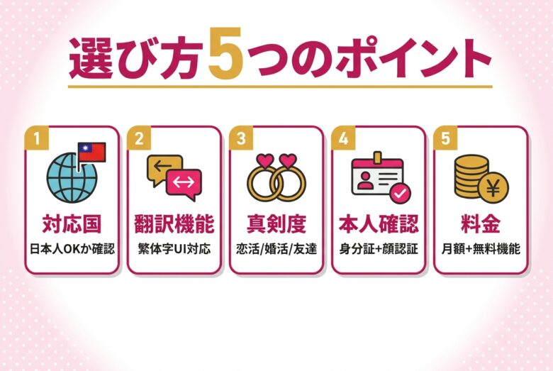 台湾出会いアプリの選び方5つのポイント