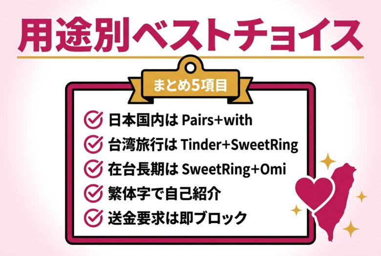 台湾出会いアプリの用途別ベストチョイスまとめ