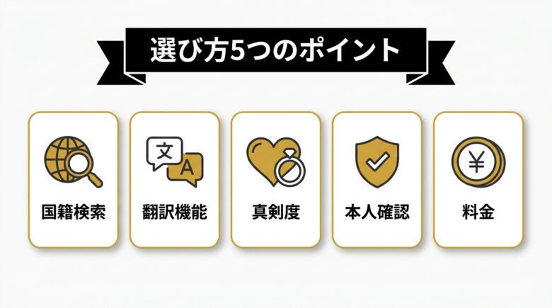 ベトナム人と出会えるアプリの選び方5つを解説する図解
