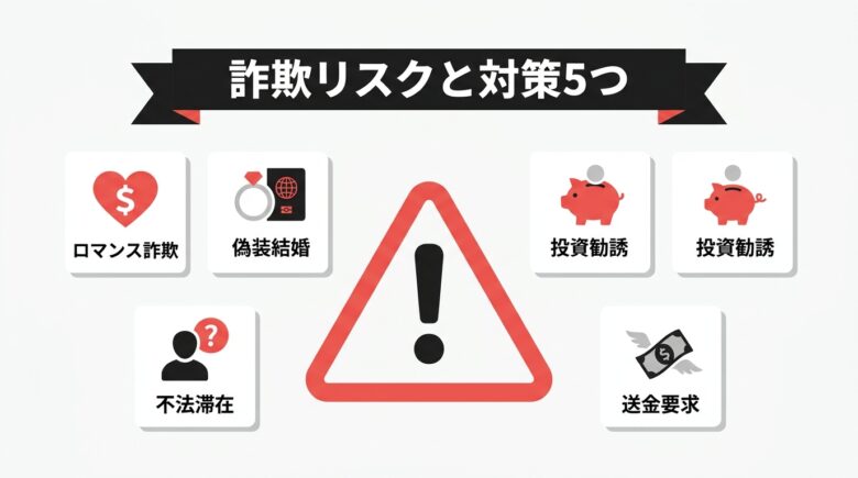 ベトナム人と出会う際の詐欺リスク5つの警告図解