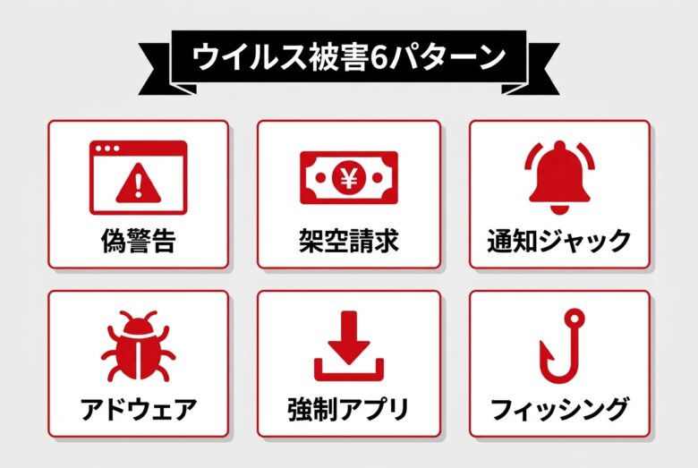 xvideoのウイルス被害6パターン 図解