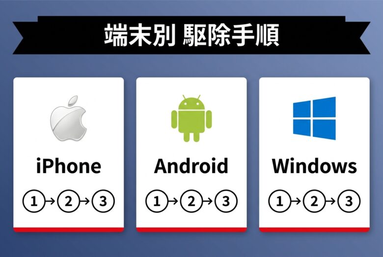xvideoのウイルス端末別駆除手順