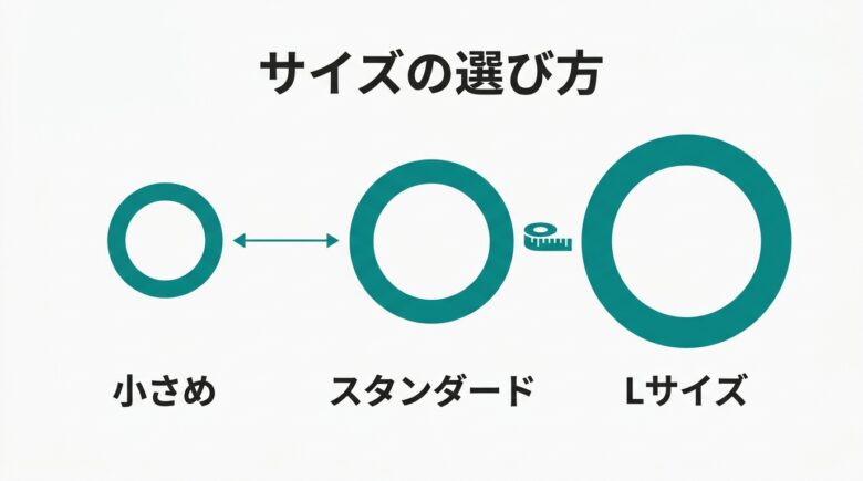 コンドームのサイズ選びの目安(Lサイズ・スタンダード・小さめ)の図解