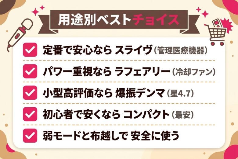 電マおすすめ7選の用途別まとめチェックリスト