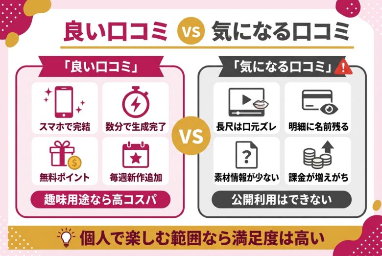 FaceSwitchの良い口コミと気になる口コミの比較