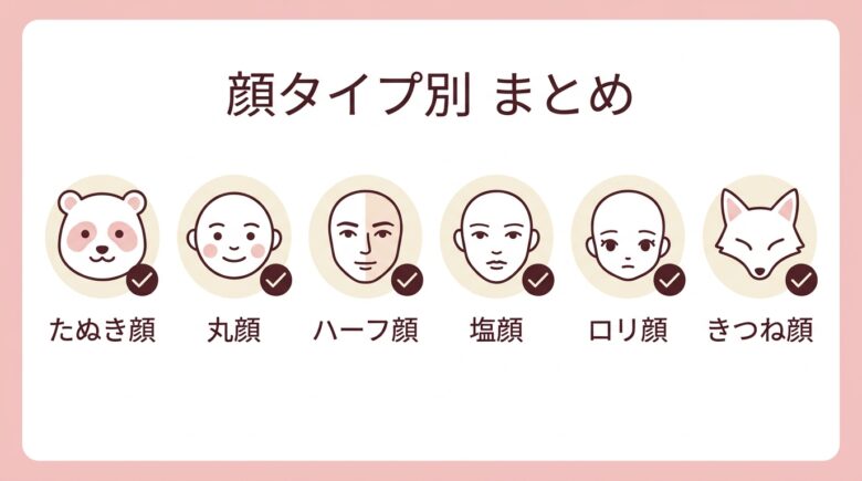 顔タイプ別まとめ早見図