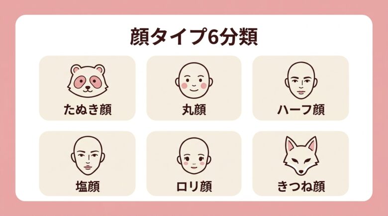 顔タイプ6分類の比較図