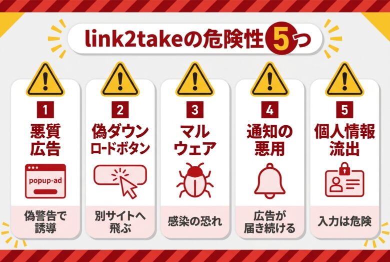 link2takeに潜む5つの危険性の図解