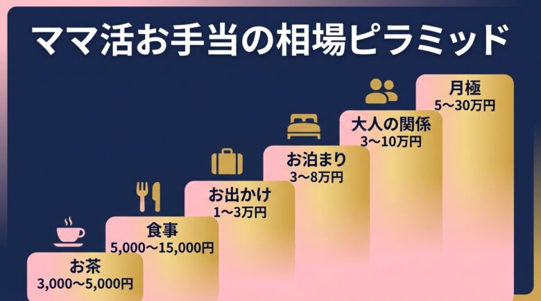 ママ活お手当の相場ピラミッド図解