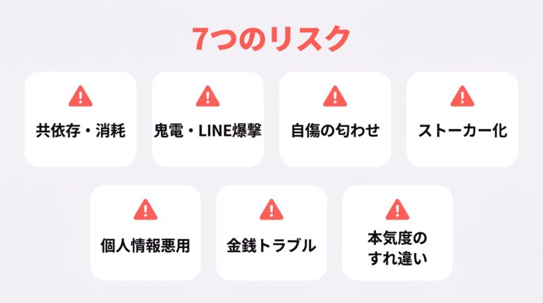 メンヘラセフレに関わる7つのリスクの一覧図解