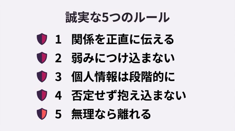 メンヘラなセフレと関わる誠実な5つのルールの図解