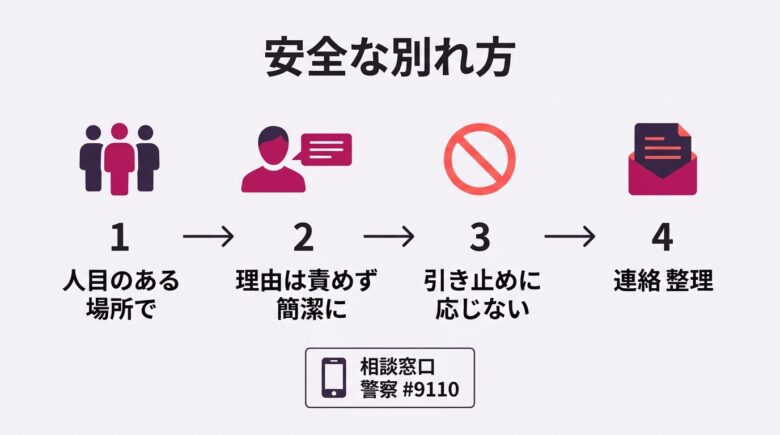 メンヘラセフレとの安全な別れ方4ステップと相談窓口の図解