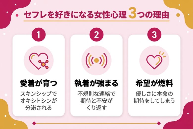 セフレを好きになる女性の心理を解説する図解