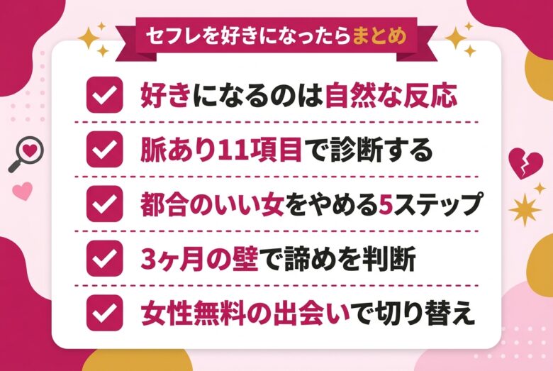セフレを好きになったときの進退判断のまとめチェックリスト