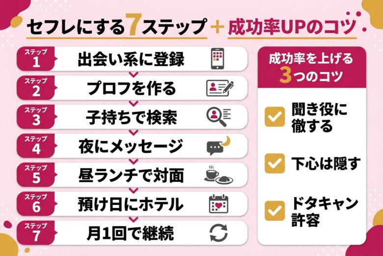 シングルマザーをセフレにする7ステップと成功のコツの図解