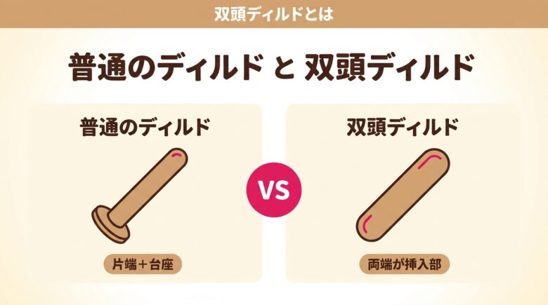双頭ディルドとは何かと普通のディルドとの違いを示す図解
