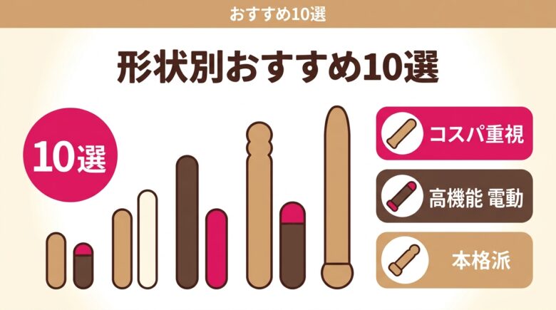 双頭ディルドおすすめ10選の形状別比較ランキング図